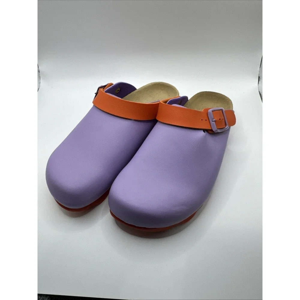 Mini Boden Girls Size 34 US 3 Orange And Purple Clogs #1006